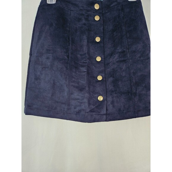 Old Navy Skirt Size 0 Navy A-Line Mini Faux Suede Button Front boho y2K hippie - Picture 1 of 10